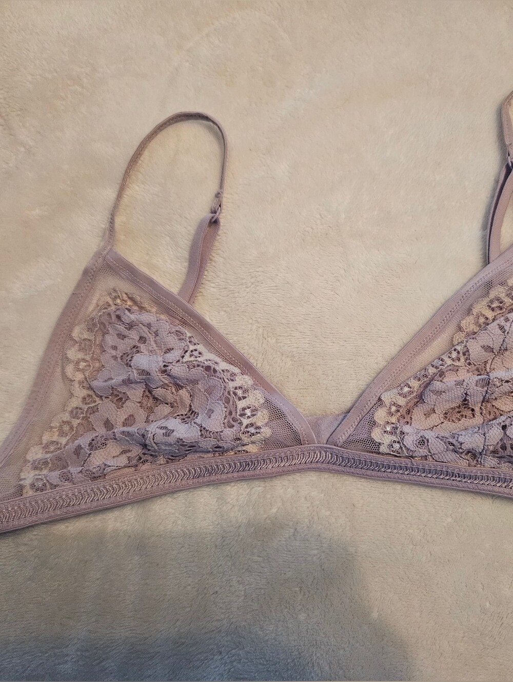 Lace Triangle Bralette in Dusty Lavender